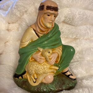 Vintage Holland Mold Shepherd Lamb Nativity Crèche Figurine Holy Bible Christmas